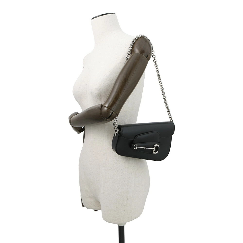 Gucci Shoulder Bag Horsebit Leather Handbag Black - Picture 5 of 12